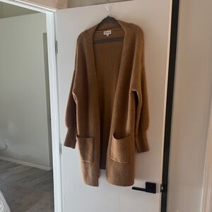 Elegant Tan Open-Front Cardigan